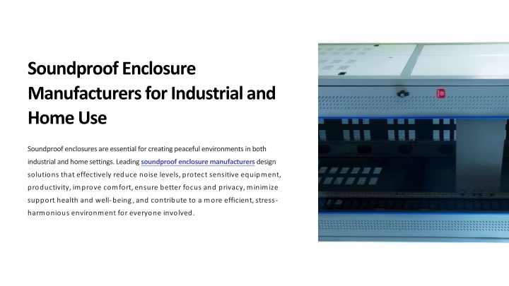 soundproof enclosure manufacturers for industrial