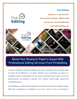 Boost Your Research Paper’s Impact With Professional Editing Services From Firstediting