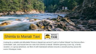 Shimla to Manali Taxi