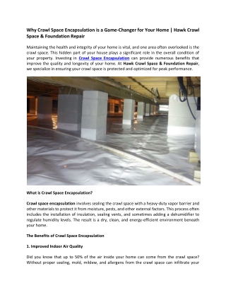 why crawl space encapsulation is a game changer