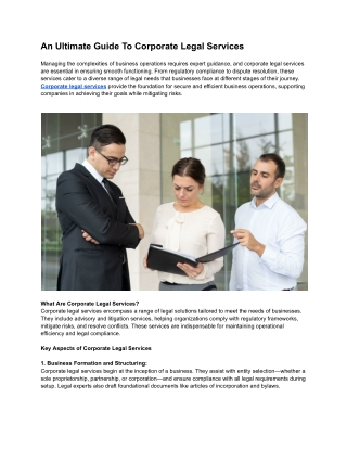 Essential Guide to Corporate Legal Services