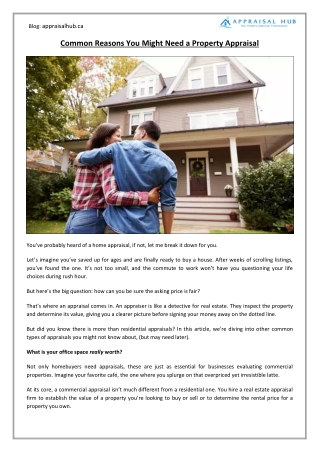 Common Reasons for Property Appraisals | Appraisal Hub