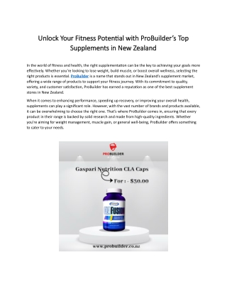 Unlock Your Fitness Potential with ProBuilder’s Top Supplements in New Zealand