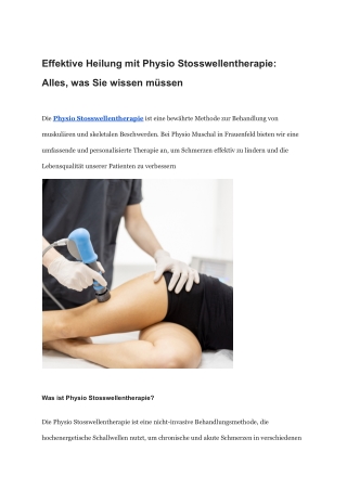 Effektive Heilung mit Physio Stosswellentherapie_ Alles, was Sie wissen müssen