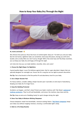 how to keep your baby dry through the night