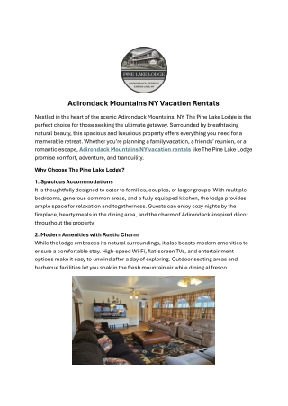 Adirondack Mountains NY Vacation Rentals