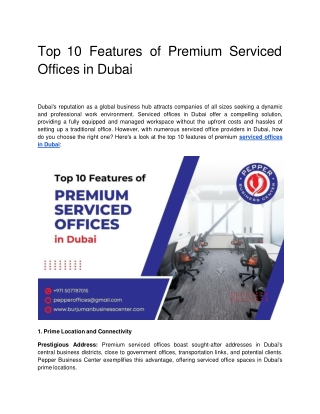 Top 10 Features of Premium Serviced Offices in Dubai