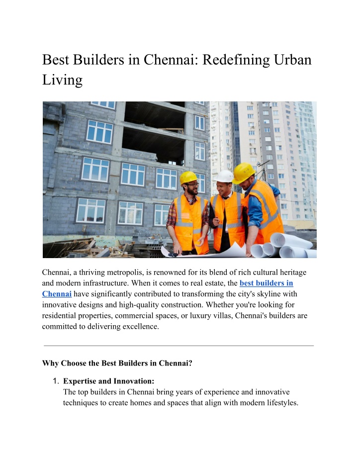 best builders in chennai redefining urban living