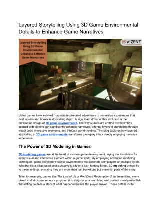 layered storytelling using 3d game environmental