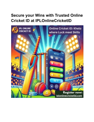 Secure your Wins with Trusted Online Cricket ID at IPLOnlineCricketID