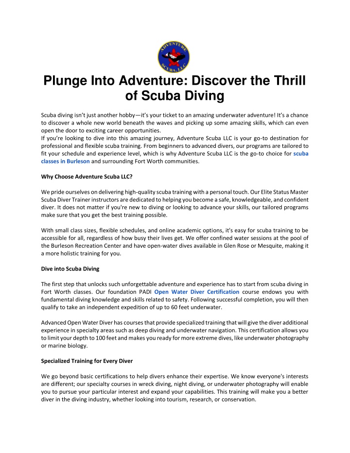 plunge into adventure discover the thrill