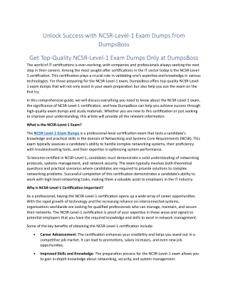 Ace the NCSR-Level-1 Exam Dumps  with Expert Dumps from DumpsBoss