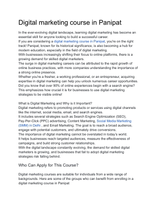 Digital marketing course in Panipat