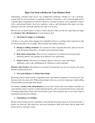 Signs You Need a Broker for Your Business Deal