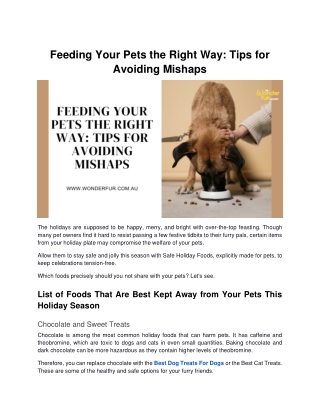 Feeding Your Pets the Right Way: Tips for Avoiding Mishaps