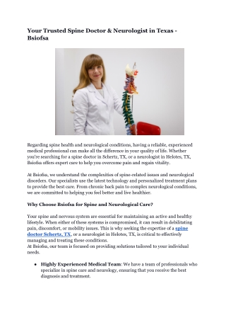 Your Trusted Spine Doctor & Neurologist in Texas  Bsiofsa