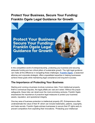 Protect Your Business and Funding: Franklin Ogele Legal Guidance for Growth