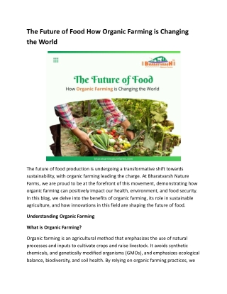 The Future of Food: How Organic Farming is Changing the World