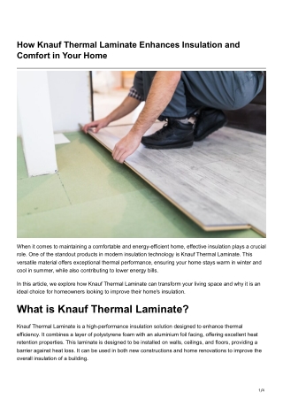 How Knauf Thermal Laminate Enhances Insulation and Comfort in Your Home