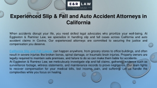 Experienced Slip & Fall and Auto Accident Attorneys in California