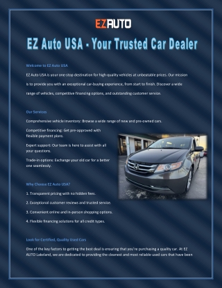 EZ Auto USA - Your truted car dealer