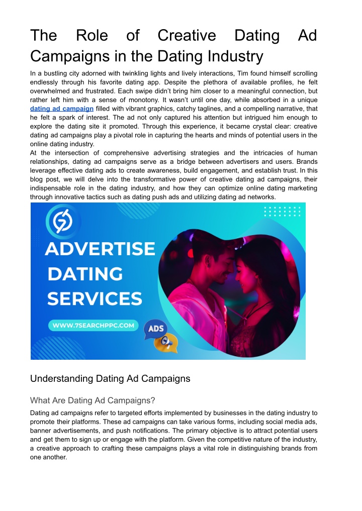 the role of creative dating ad campaigns