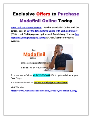 Exclusive Offers to Purchase Modafinil Online Today