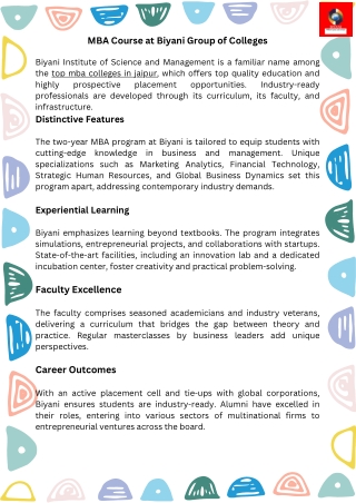 MBA Course at Biyani Group of Colleges