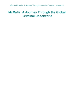 eBooks McMafia A Journey Through the Global Criminal Underworld