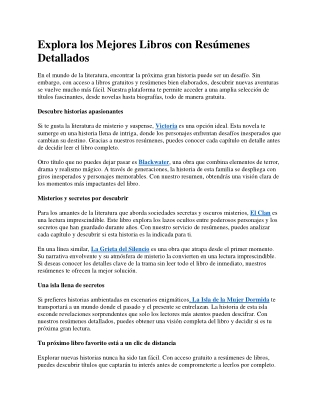 Explora los Mejores Libros con Resúmenes Detallados