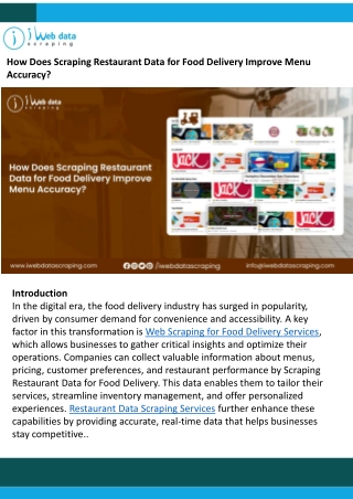 How Does Scraping Restaurant Data for Food Delivery Improve Menu Accuracy