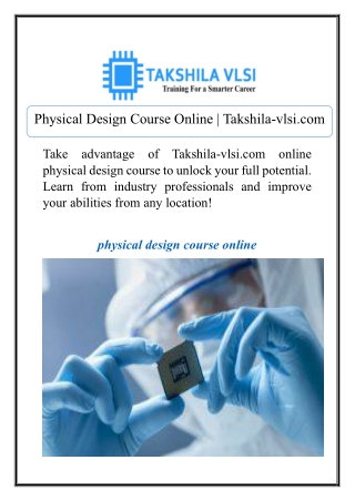 physical design course online takshila vlsi com