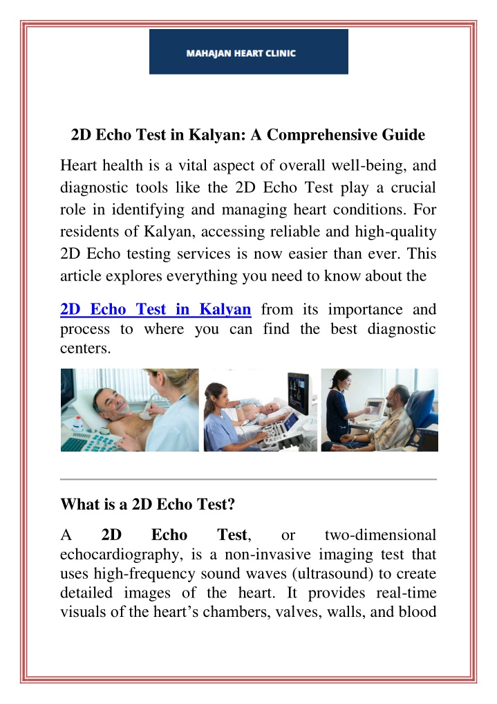 2d echo test in kalyan a comprehensive guide