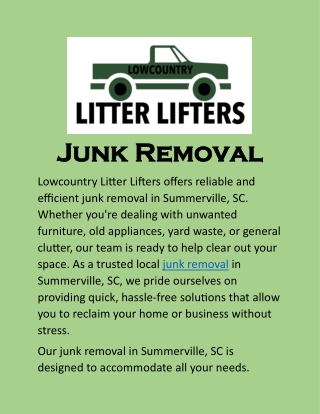 Junk Removal: Professional Services for a Clutter-Free Space in Summerville, SC