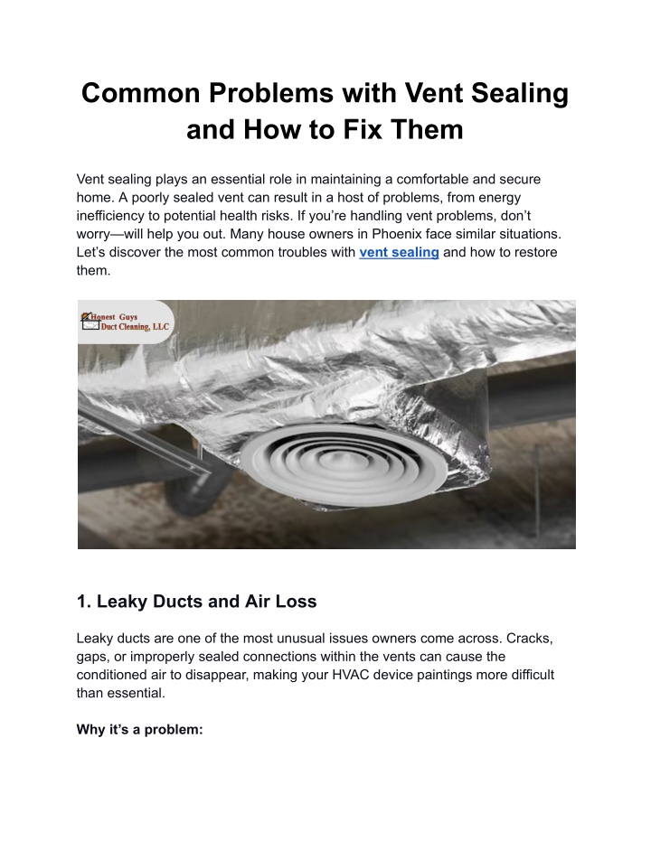 common problems with vent sealing