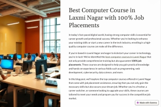 Best Computer Course in Laxmi Nagar with 100% Job Placements