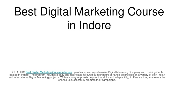 best digital marketing course in indore