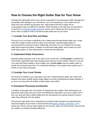 How to Choose the Right Gutter Size for Your Home