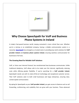 why choose speechpath for voip and business phone