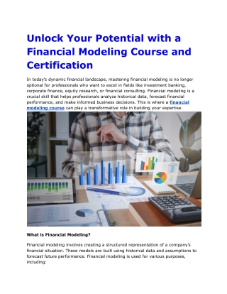 Unlock Your Potential with a Financial Modeling Course and Certification