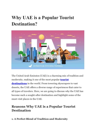 Why UAE is a Popular Tourist Destination