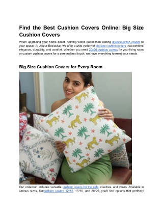 Find the Best Cushion Covers Online_ Big Size Cushion Covers