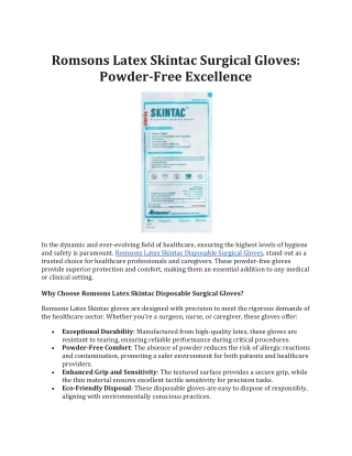 Romsons Latex Skintac Surgical Gloves: Powder-Free Excellence