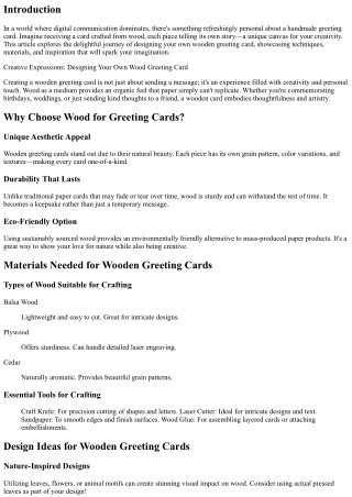 Creative Expressions: Designing Your Own Wood Greeting Card