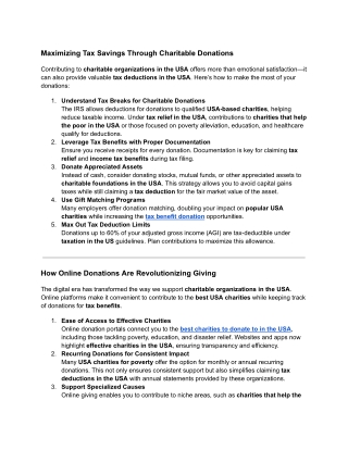 maximizing tax savings through charitable