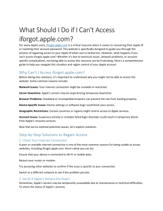 what should i do if i can t access iforgot apple