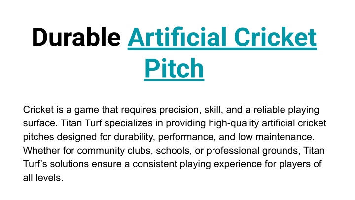 durable artificial cricket pitch