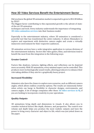 How 3D Video Services Benefit the Entertainment Sector