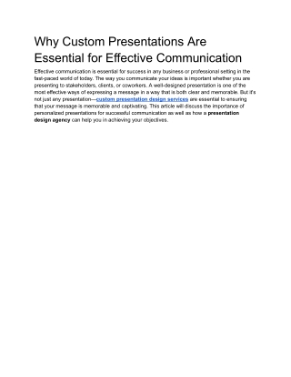 Why Custom Presentations Are Essential for Effective Communication
