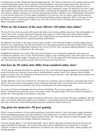 Top 3D Slots  On Line - Experience the Future